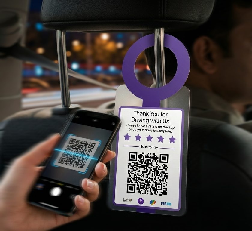 A rider scanning the in-car Hyerr QR tag