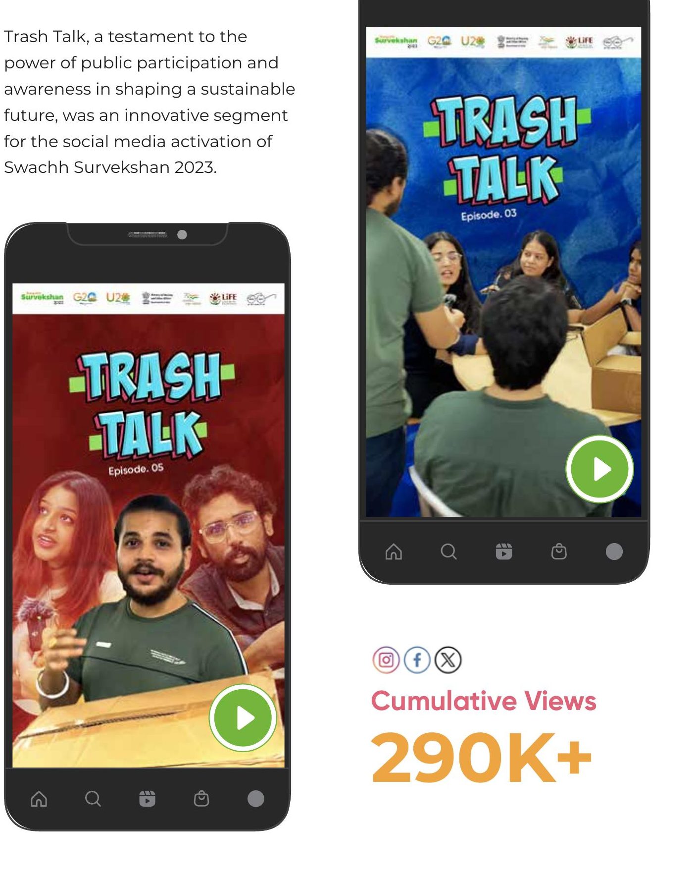 Trash Talk episodes on two phones